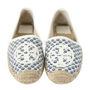 Tory Burch Flat Espadrille in Blue and White